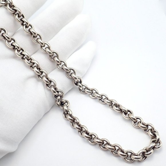 Authentic! Tiffany & Co Sterling Silver Circle Link Long 32" Chain Necklace - Picture 5 of 10